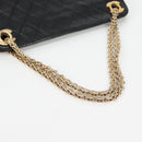 CHANEL Matelasse Chain Hand Bag Lamb Skin Black Gold CC Auth yk19362-7
