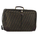 FENDI Zucca Canvas Carry Case Black Brown Auth yk19369-1