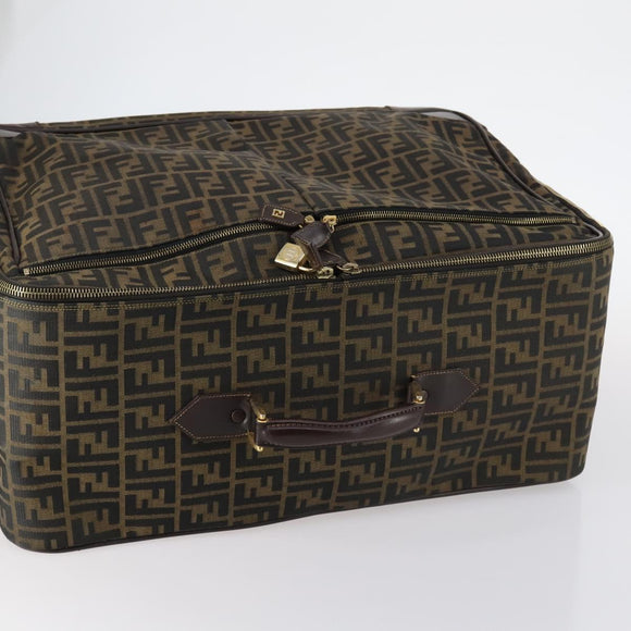 FENDI Zucca Canvas Carry Case Black Brown Auth yk19369