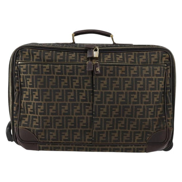 FENDI Zucca Canvas Carry Case Black Brown Auth yk19369 - 0