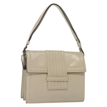 SAINT LAURENT Shoulder Bag Leather White Silver Auth yk19372