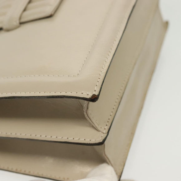 SAINT LAURENT Shoulder Bag Leather White Silver Auth yk19372