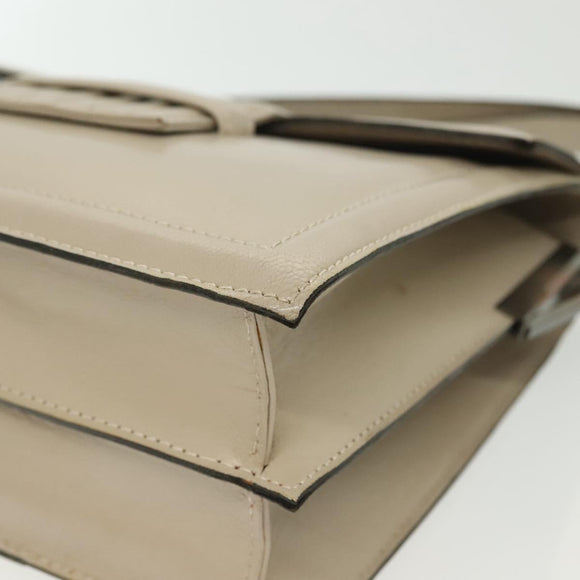 SAINT LAURENT Shoulder Bag Leather White Silver Auth yk19372