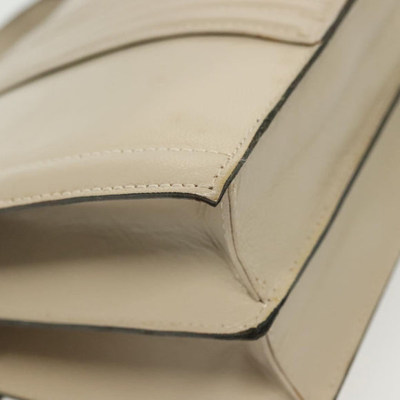 SAINT LAURENT Shoulder Bag Leather White Silver Auth yk19372