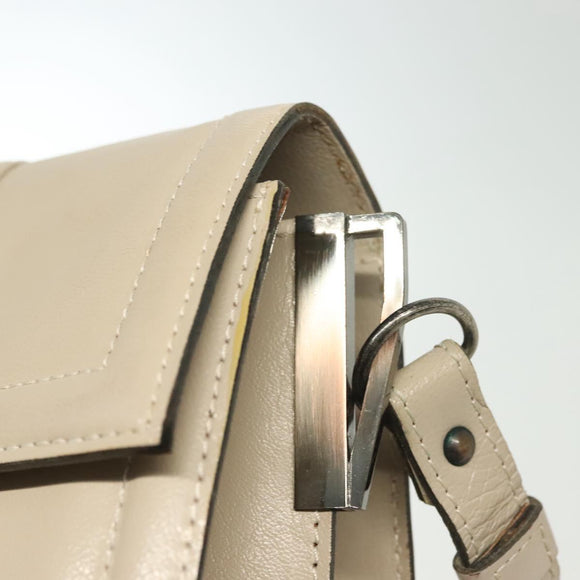 SAINT LAURENT Shoulder Bag Leather White Silver Auth yk19372