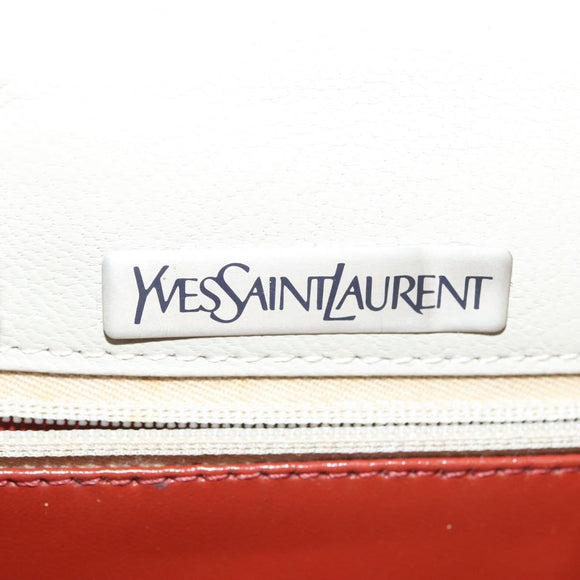 SAINT LAURENT Shoulder Bag Leather White Silver Auth yk19372