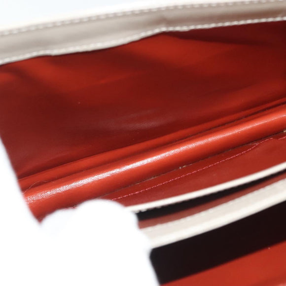 SAINT LAURENT Shoulder Bag Leather White Silver Auth yk19372