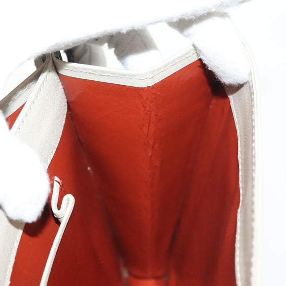 SAINT LAURENT Shoulder Bag Leather White Silver Auth yk19372