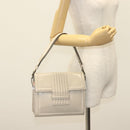 SAINT LAURENT Shoulder Bag Leather White Silver Auth yk19372-24
