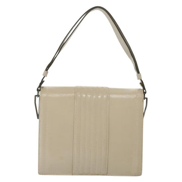 SAINT LAURENT Shoulder Bag Leather White Silver Auth yk19372 - 0