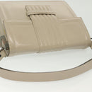 SAINT LAURENT Shoulder Bag Leather White Silver Auth yk19372-6