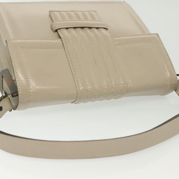 SAINT LAURENT Shoulder Bag Leather White Silver Auth yk19372