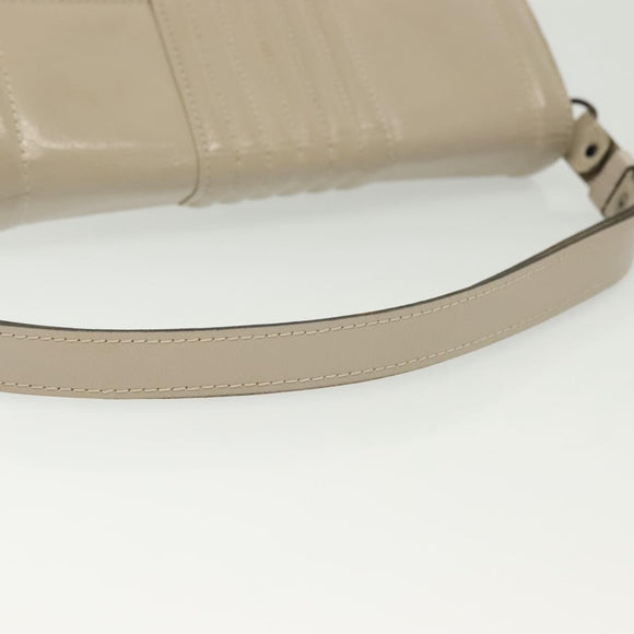 SAINT LAURENT Shoulder Bag Leather White Silver Auth yk19372