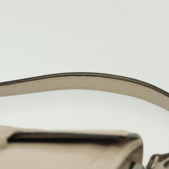 SAINT LAURENT Shoulder Bag Leather White Silver Auth yk19372