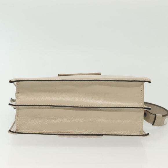 SAINT LAURENT Shoulder Bag Leather White Silver Auth yk19372