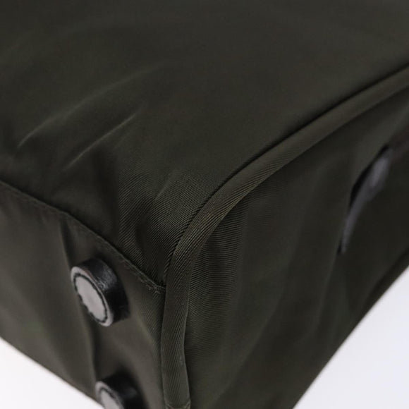 PRADA Hand Bag Nylon Silver Khaki Auth yk19373