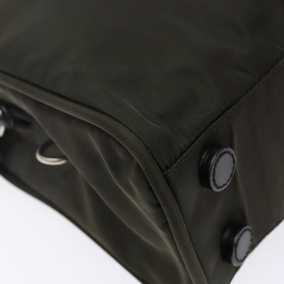 PRADA Hand Bag Nylon Silver Khaki Auth yk19373