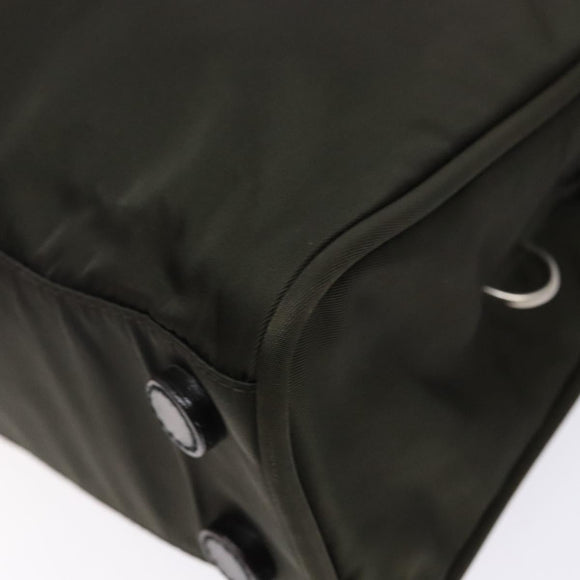 PRADA Hand Bag Nylon Silver Khaki Auth yk19373