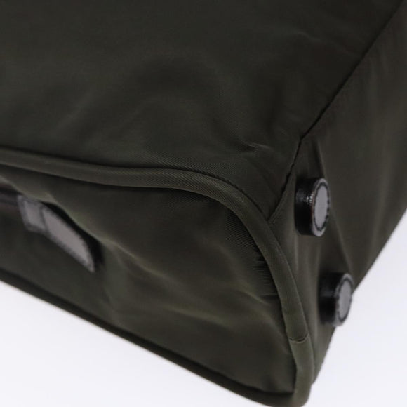 PRADA Hand Bag Nylon Silver Khaki Auth yk19373