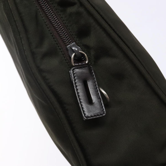 PRADA Hand Bag Nylon Silver Khaki Auth yk19373