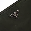 PRADA Hand Bag Nylon Silver Khaki Auth yk19373-17