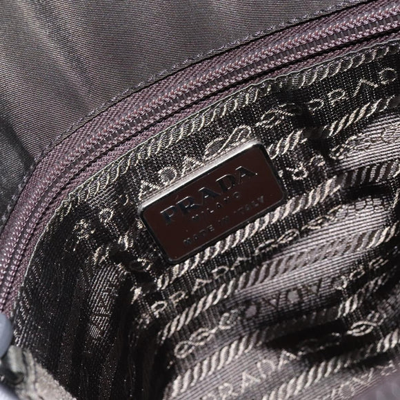 PRADA Hand Bag Nylon Silver Khaki Auth yk19373