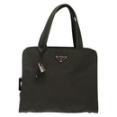 PRADA Hand Bag Nylon Silver Khaki Auth yk19373-2