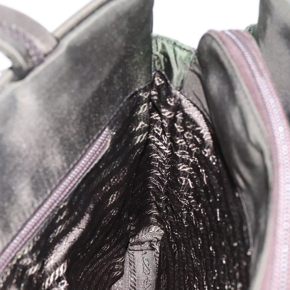 PRADA Hand Bag Nylon Silver Khaki Auth yk19373