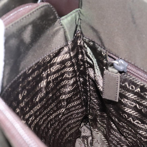 PRADA Hand Bag Nylon Silver Khaki Auth yk19373