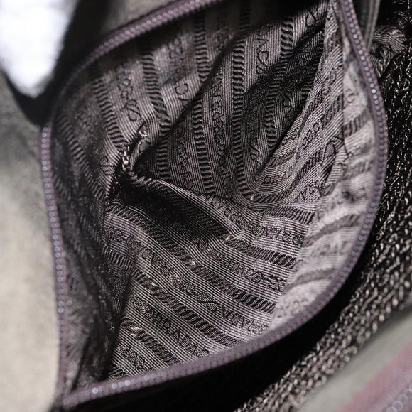 PRADA Hand Bag Nylon Silver Khaki Auth yk19373