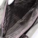 PRADA Hand Bag Nylon Silver Khaki Auth yk19373-23