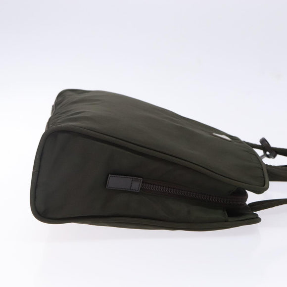 PRADA Hand Bag Nylon Silver Khaki Auth yk19373