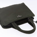 PRADA Hand Bag Nylon Silver Khaki Auth yk19373-6