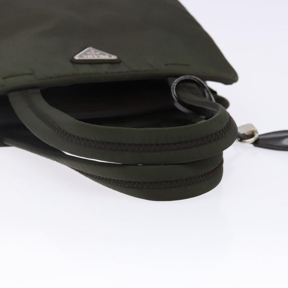 PRADA Hand Bag Nylon Silver Khaki Auth yk19373