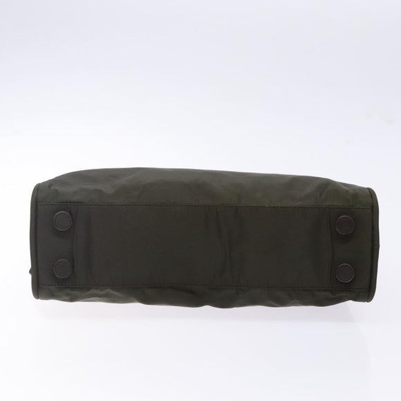 PRADA Hand Bag Nylon Silver Khaki Auth yk19373