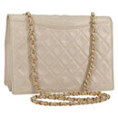 CHANEL Matelasse Chain Shoulder Bag Lamb Skin Vanilla Gold CC Auth yk19374-1