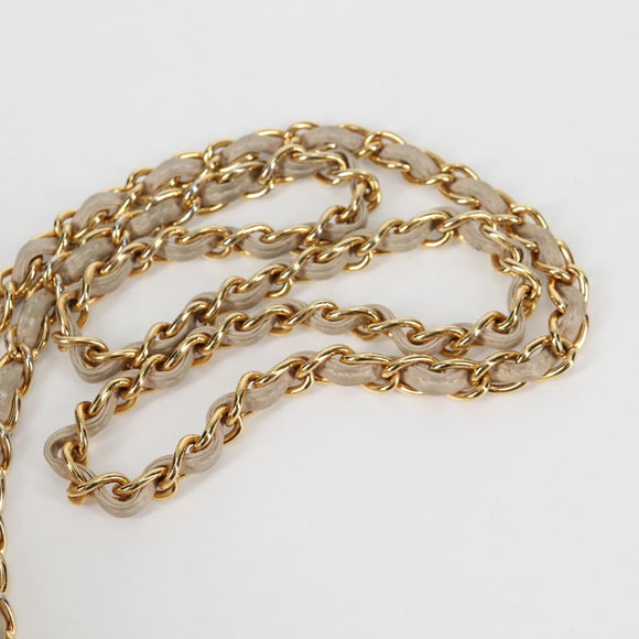 CHANEL Matelasse Chain Shoulder Bag Lamb Skin Vanilla Gold CC Auth yk19374