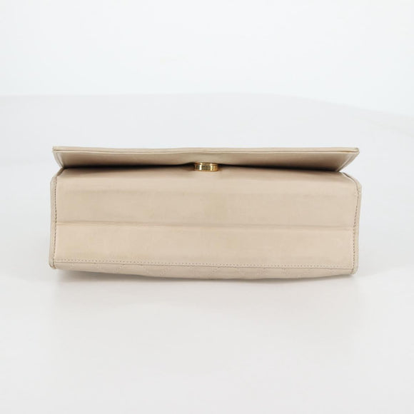 CHANEL Matelasse Chain Shoulder Bag Lamb Skin Vanilla Gold CC Auth yk19374