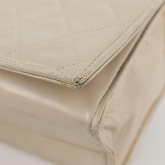 CHANEL Matelasse Chain Shoulder Bag Lamb Skin Vanilla Gold CC Auth yk19374