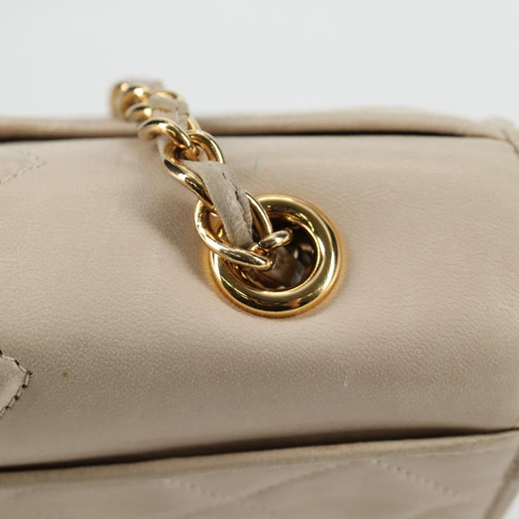 CHANEL Matelasse Chain Shoulder Bag Lamb Skin Vanilla Gold CC Auth yk19374