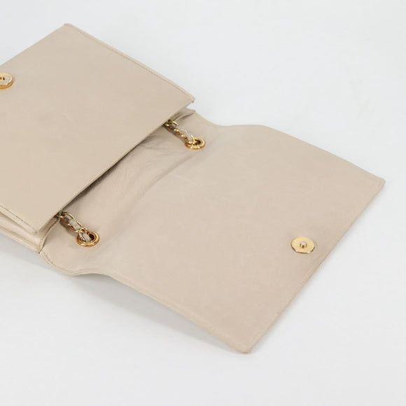 CHANEL Matelasse Chain Shoulder Bag Lamb Skin Vanilla Gold CC Auth yk19374