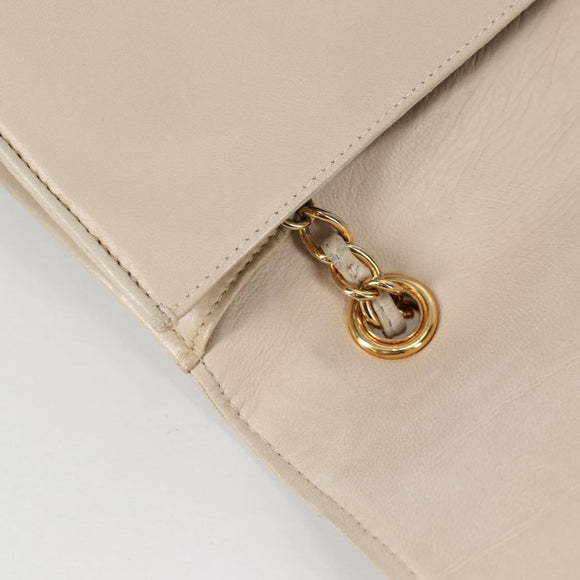 CHANEL Matelasse Chain Shoulder Bag Lamb Skin Vanilla Gold CC Auth yk19374