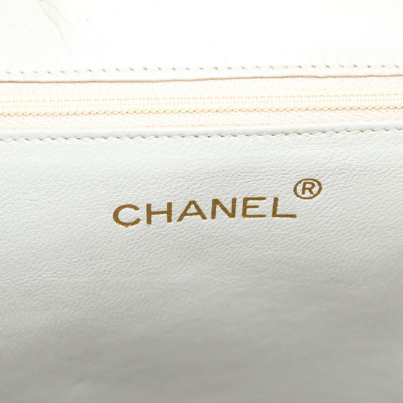 CHANEL Matelasse Chain Shoulder Bag Lamb Skin Vanilla Gold CC Auth yk19374