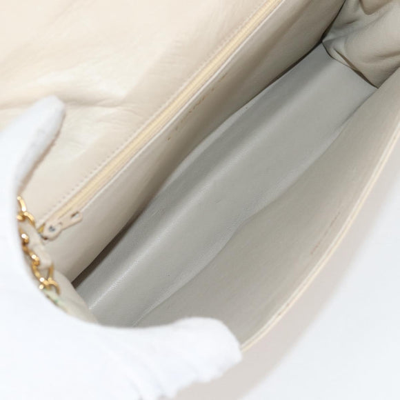 CHANEL Matelasse Chain Shoulder Bag Lamb Skin Vanilla Gold CC Auth yk19374