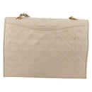 CHANEL Matelasse Chain Shoulder Bag Lamb Skin Vanilla Gold CC Auth yk19374-4