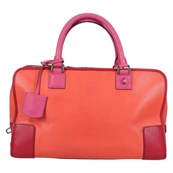 LOEWE Anagram Amazona 36 Hand Bag Leather Orange Silver Auth yk19375V