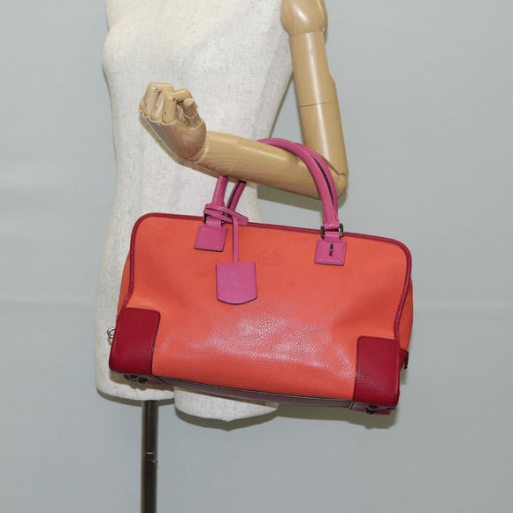 LOEWE Anagram Amazona 36 Hand Bag Leather Orange Silver Auth yk19375V