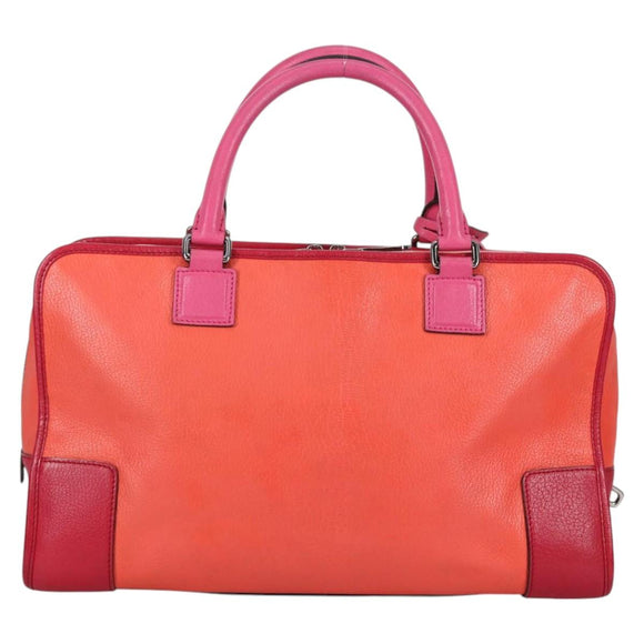 LOEWE Anagram Amazona 36 Hand Bag Leather Orange Silver Auth yk19375V