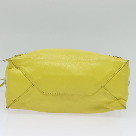 BALENCIAGA Paper Mini Hand Bag Leather 2way Yellow Silver 357333 Auth yk19376