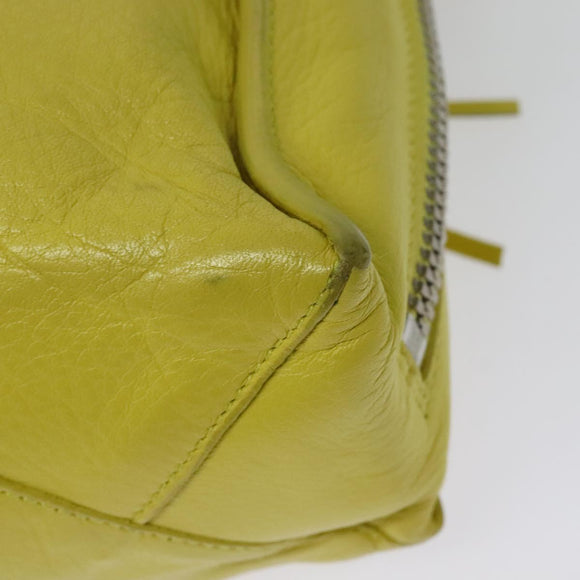 BALENCIAGA Paper Mini Hand Bag Leather 2way Yellow Silver 357333 Auth yk19376